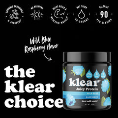 Glass with prepared clear protein drink and ice