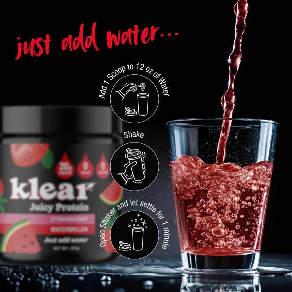 Klear Clear Protein Powder packaging and label