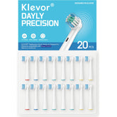 Sealed 20-pack of KLEVOR Oral-B replacement toothbrush heads in double blister packaging