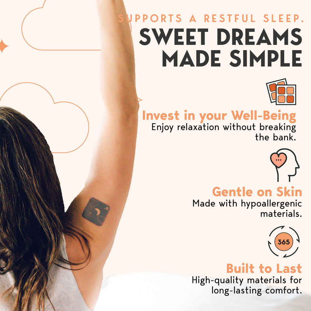 Klova Sleep Patch applied to adult upper arm