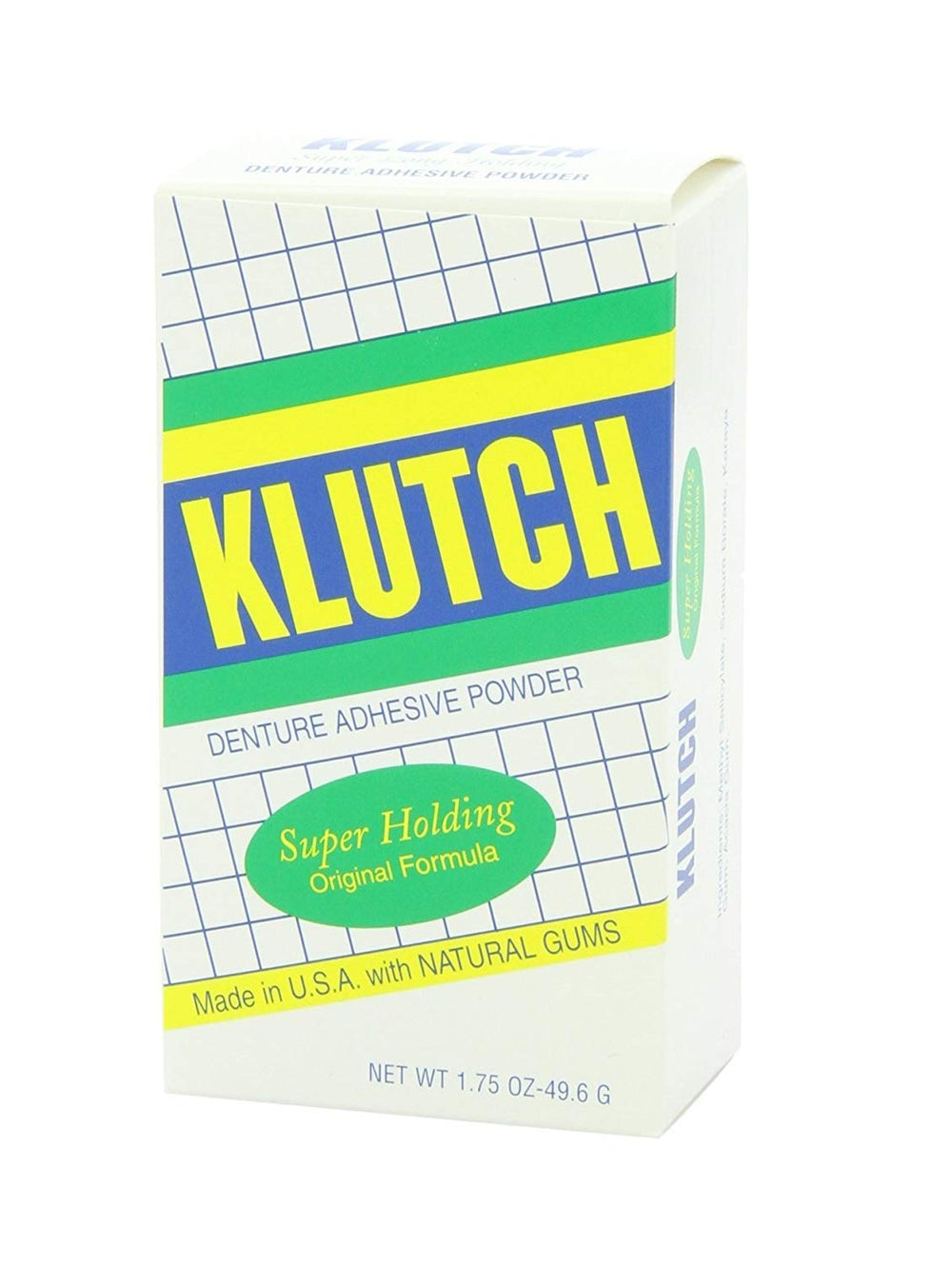 Klutch Denture Adhesive Powder 1.75 Oz Pack of 6 bottle and label