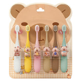 Six colorful Capybara kids' toothbrushes with soft bristles
