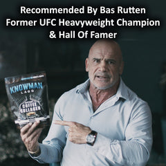 Coffee-infused collagen powder being poured into a beverage