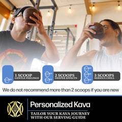Pouring Koa Kava instant powder into a glass