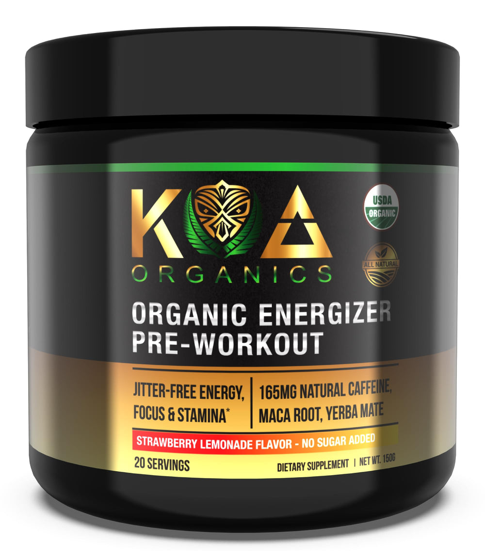 KOA Organics Pre-Workout Strawberry Lemonade 150g packaging shot