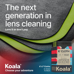 Smartphone screen being wiped with Koala lens cleaning cloth