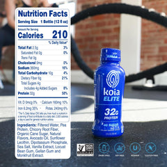 Front view of Koia Elite Vanilla protein shake bottle - 32g protein