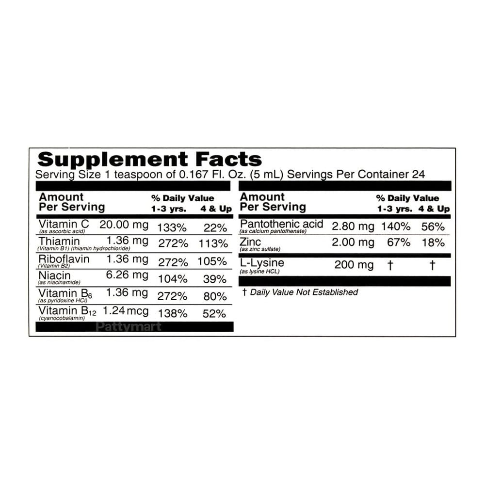 Ingredients and vitamins included in Komilón syrup