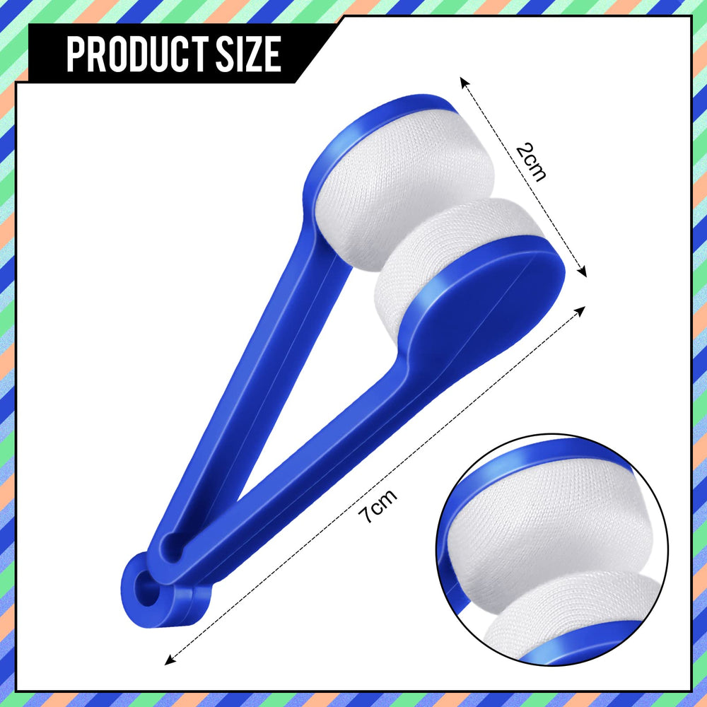 Close-up of microfiber glasses cleaner brushes with plastic handle