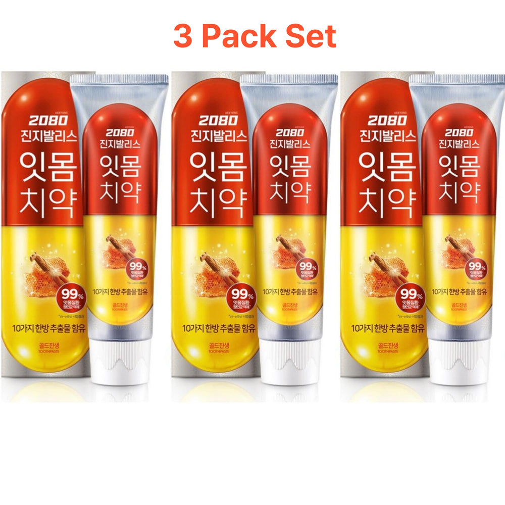 Bulk pack of Korean Gold Ginseng Toothpaste displayed on shelf