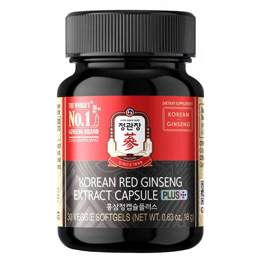 Bottle label for Korean Red Ginseng Extract Capsule Plus 600mg