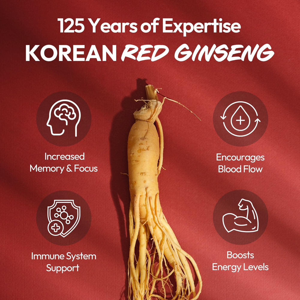 Front view of Korean Red Ginseng Extract Capsule Plus bottle