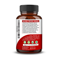 Close-up of 750mg herbal supplement capsules