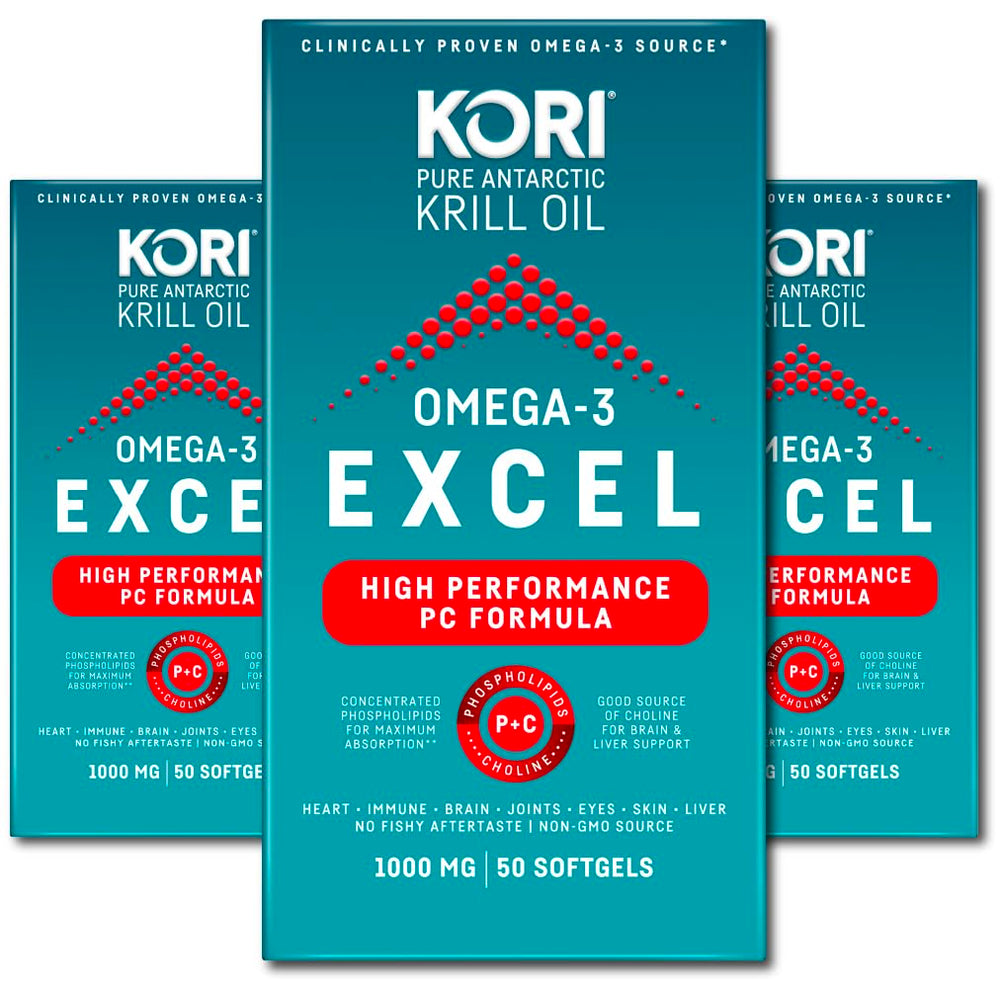 Bottle of Kori Krill Omega-3 Excel Krill Oil 1000mg