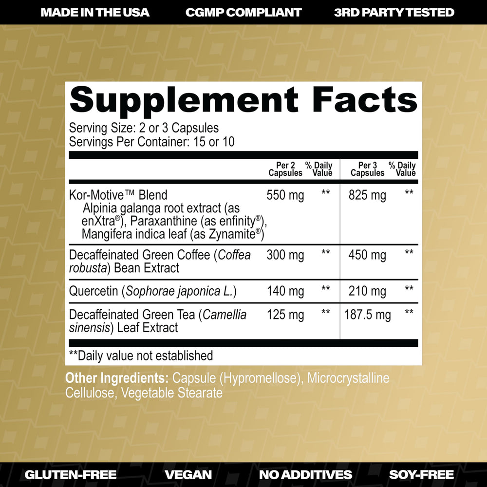KORRECT LIFE Korrect Energy label closeup with vegan non-GMO clean-label ingredients