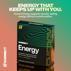 KORRECT LIFE Korrect Energy label closeup with vegan non-GMO clean-label ingredients