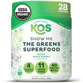 Jar of Kos Organic Super Greens Powder Apple Flavor