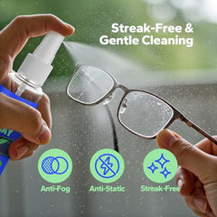Two-pack cleaning kit with black and green microfiber cloths