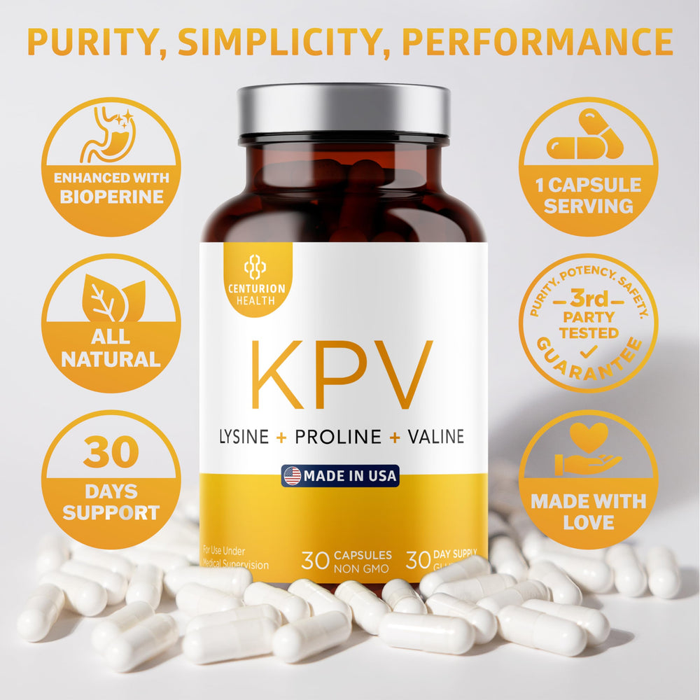 Packaging box and bottle of Centurion Labs KPV supplement