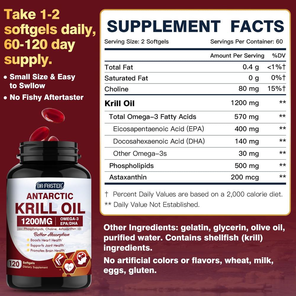 Krill oil 1200mg softgels packaging