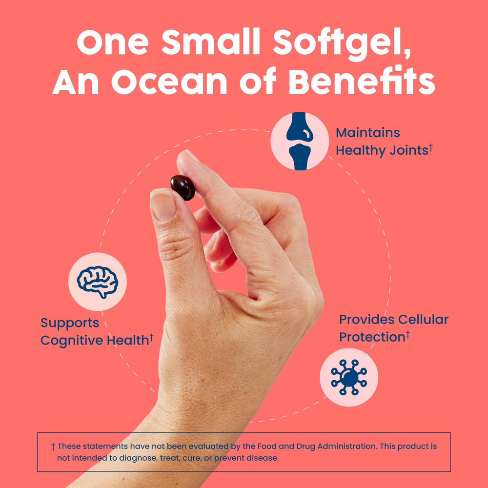 Close-up of krill oil softgels