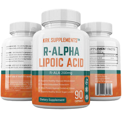 Close-up of R-Alpha Lipoic Acid capsules (200mg each)