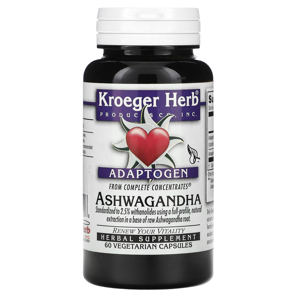 Kroeger Herbs Ashwagandha bottle with 60 capsules