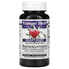 Kroeger Herbs Ashwagandha bottle with 60 capsules
