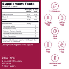Nutritional label showing Non-GMO, vegan and gluten-free claims