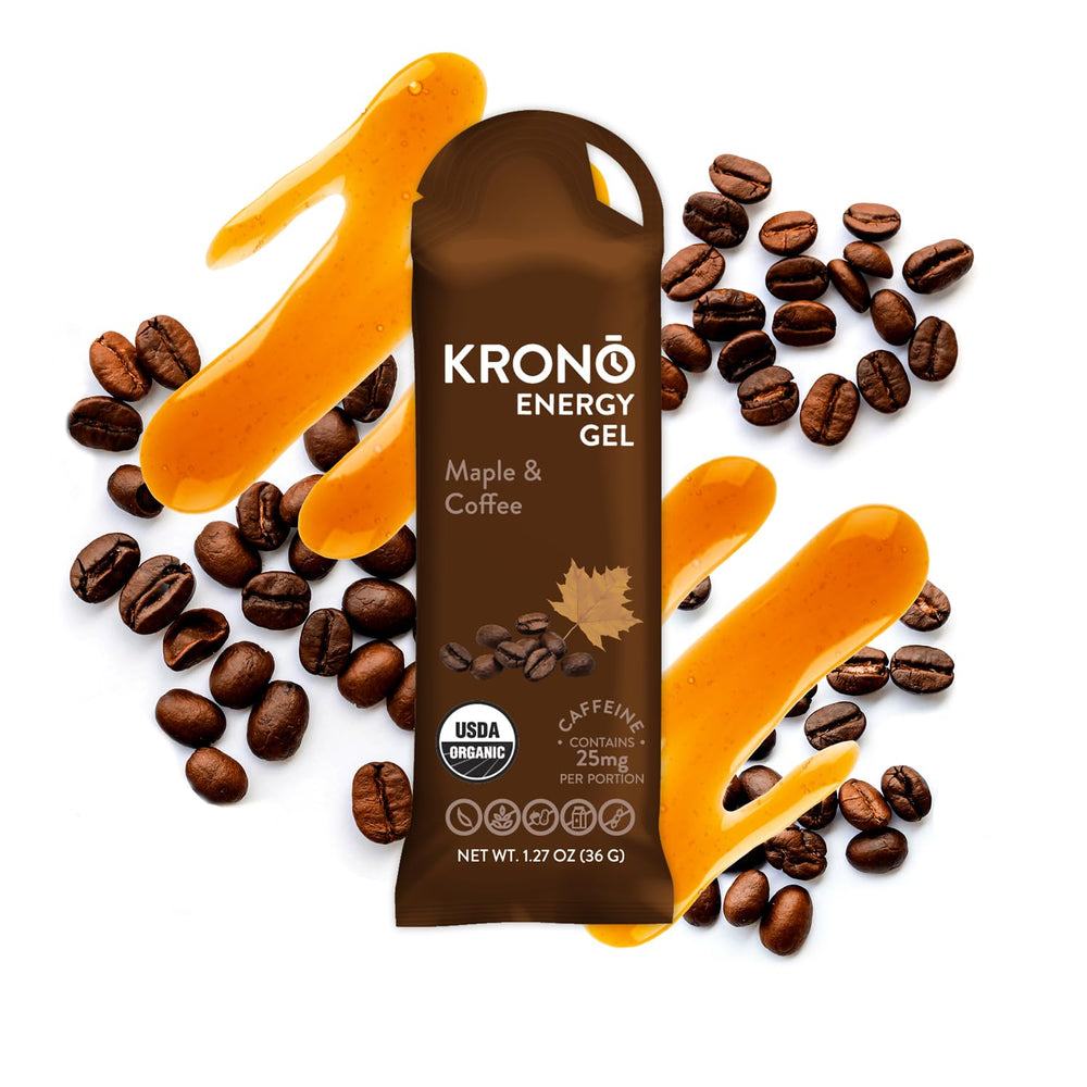 Krono Nutrition Energy Gel Maple & Coffee packaging, 24-count