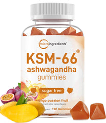 Front view of Micro Ingredients KSM-66 Ashwagandha Gummies bottle, 120-count