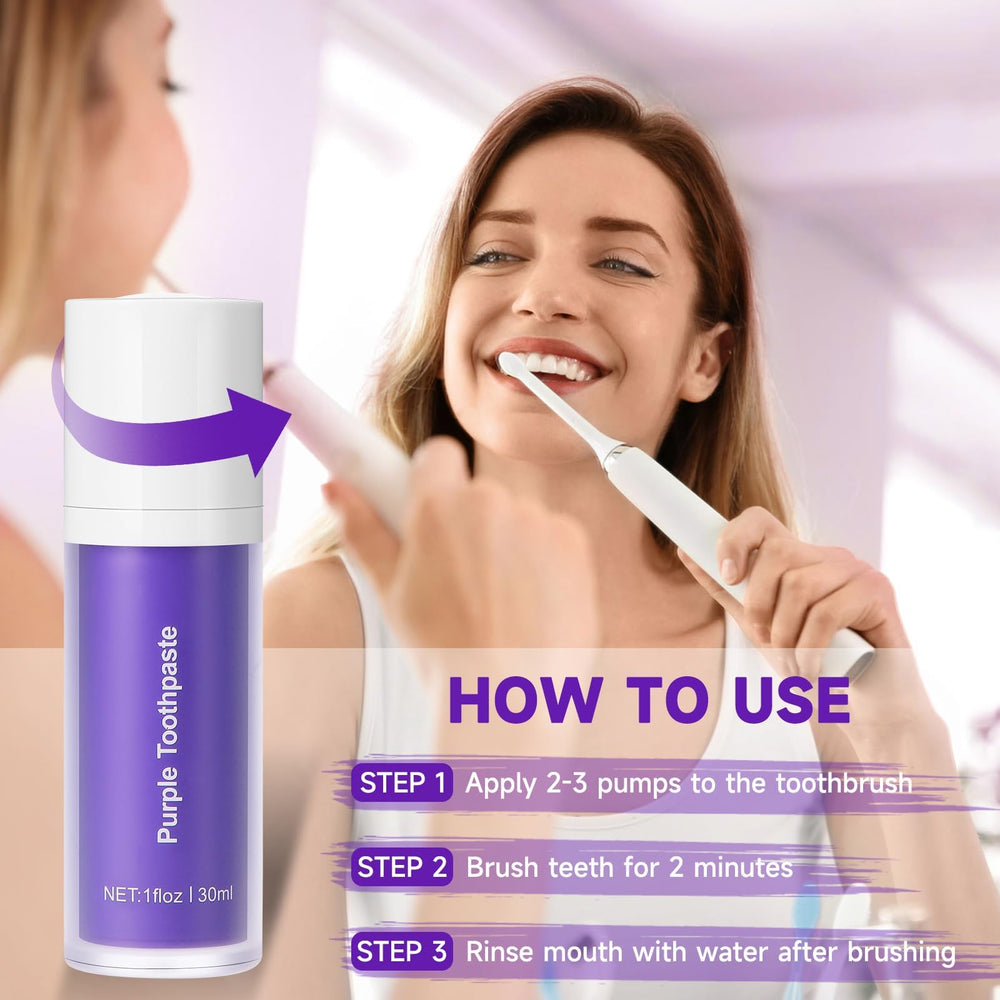Air pump head dispensing for purple toothpaste
