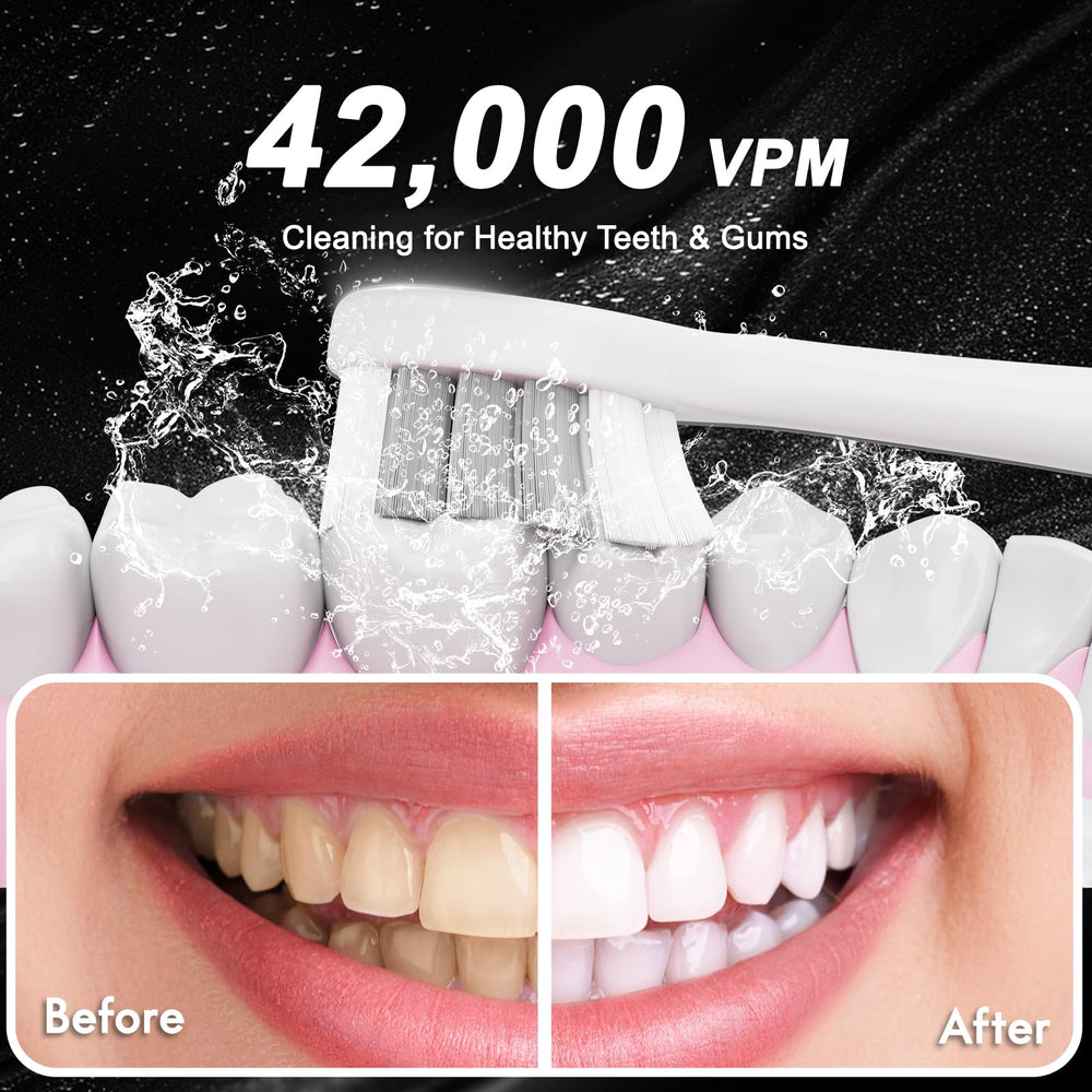Includes 10 replacement brush heads and travel case