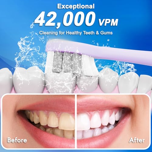 Close-up of purple handle emphasizing whitening capability