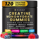Front view of Kukaly Creatine Monohydrate Gummies bottle showing mixed flavors