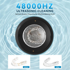 Close-up of 48kHz ultrasonic cleaning technology creating micro-bubbles for deep cleaning