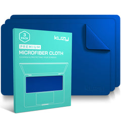 Kuzy 3-Pack Navy Blue premium microfiber cleaning cloths ready for use, 11.5 x 7.5 inches