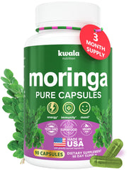 Kwala Nutrition Moringa Capsules – 90-count bottle on display
