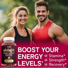 Shilajit Gummies bottle label displaying 90 count