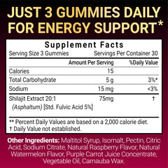 Vegan, non-GMO, gluten-free packaging for Shilajit Gummies