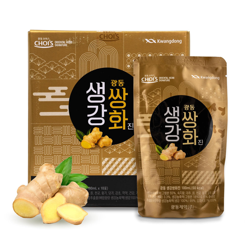 Kwangdong Ssang Hwa Jin Ginger Tea pouch front label