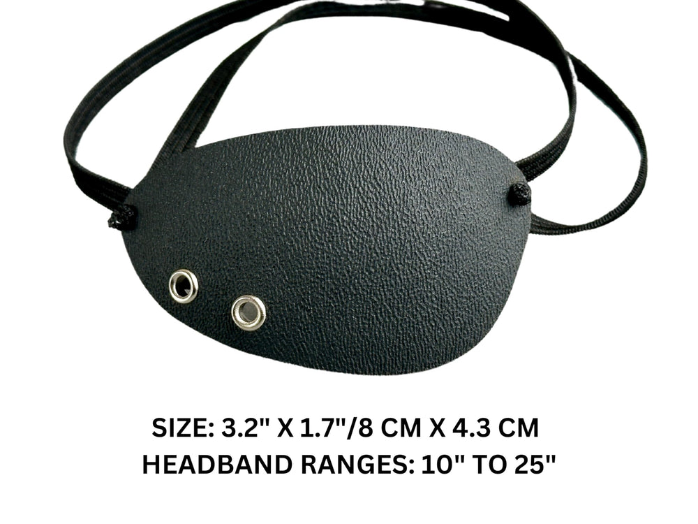 Patch dimensions and adjustable elastic strap visible