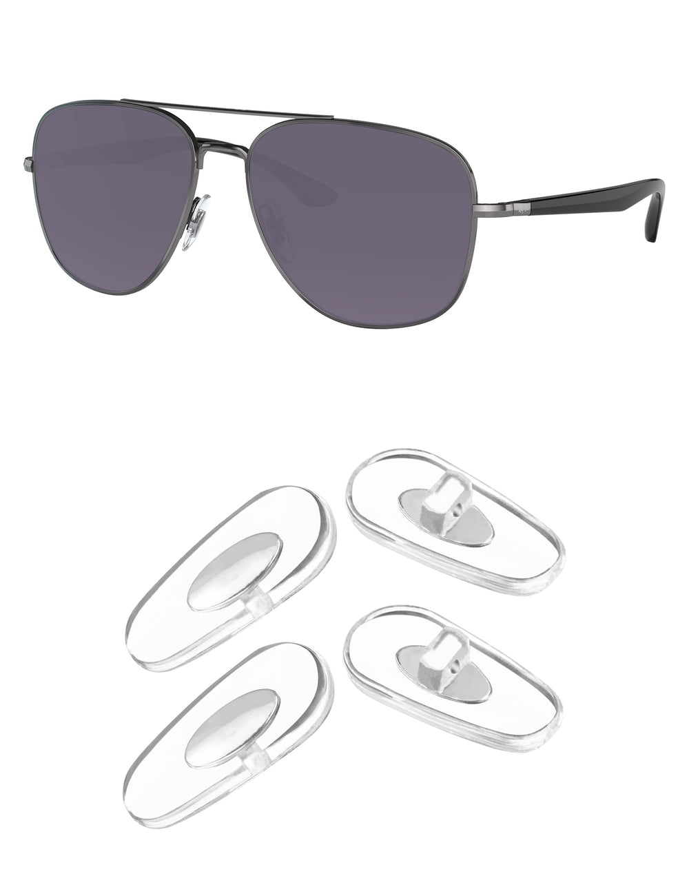 Kygear clear silicone nose pieces shown for Ray-Ban sunglasses
