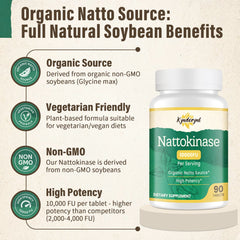 Nattokinase bottle label with dosage information