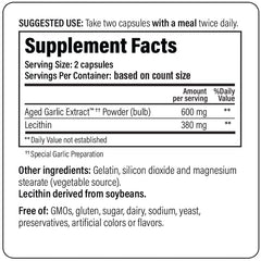 Lecithin content 190 mg per capsule in Kyolic 104