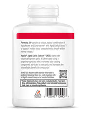 Label for Kyolic Aged Garlic Extract Formula 109 showing ingredients