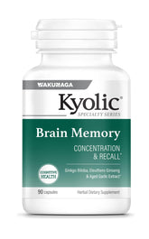 Kyolic Brain Memory bottle featuring Aged Garlic Extract and Ginkgo Biloba