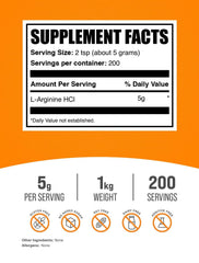Close-up of L-Arginine HCl powder for nitric oxide support