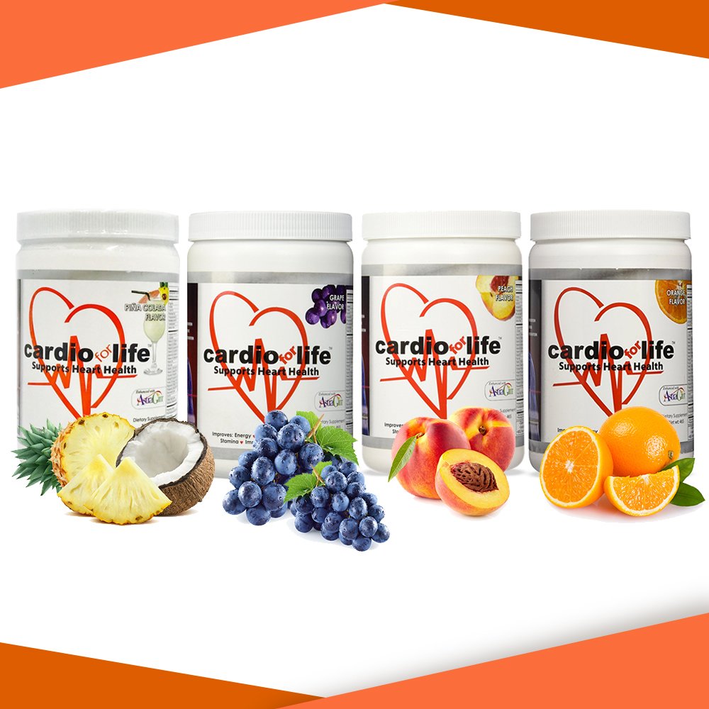 Packaging and scoops of Cardio for Life L-Arginine Powder – Peach flavor