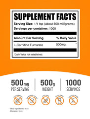 Close-up of unflavored L-Carnitine Fumarate powder